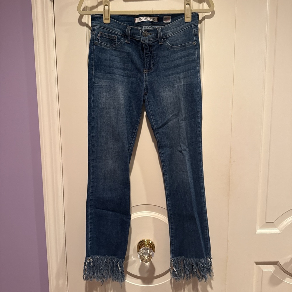 Sneak Peek Denim Blue Fringe Jeans